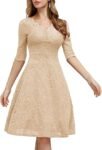 JASAMBAC Women’s Cocktail Dress Vintage Wedding Guest Lace Midi Dress $23.64