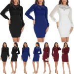 GRACE KARIN Women's 2023 Lace Chiffon Long Sleeve Wrapped Bodycon Pencil Dress