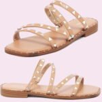 vodvob Women’s Rivet Triangle Flat Sandals $12.00